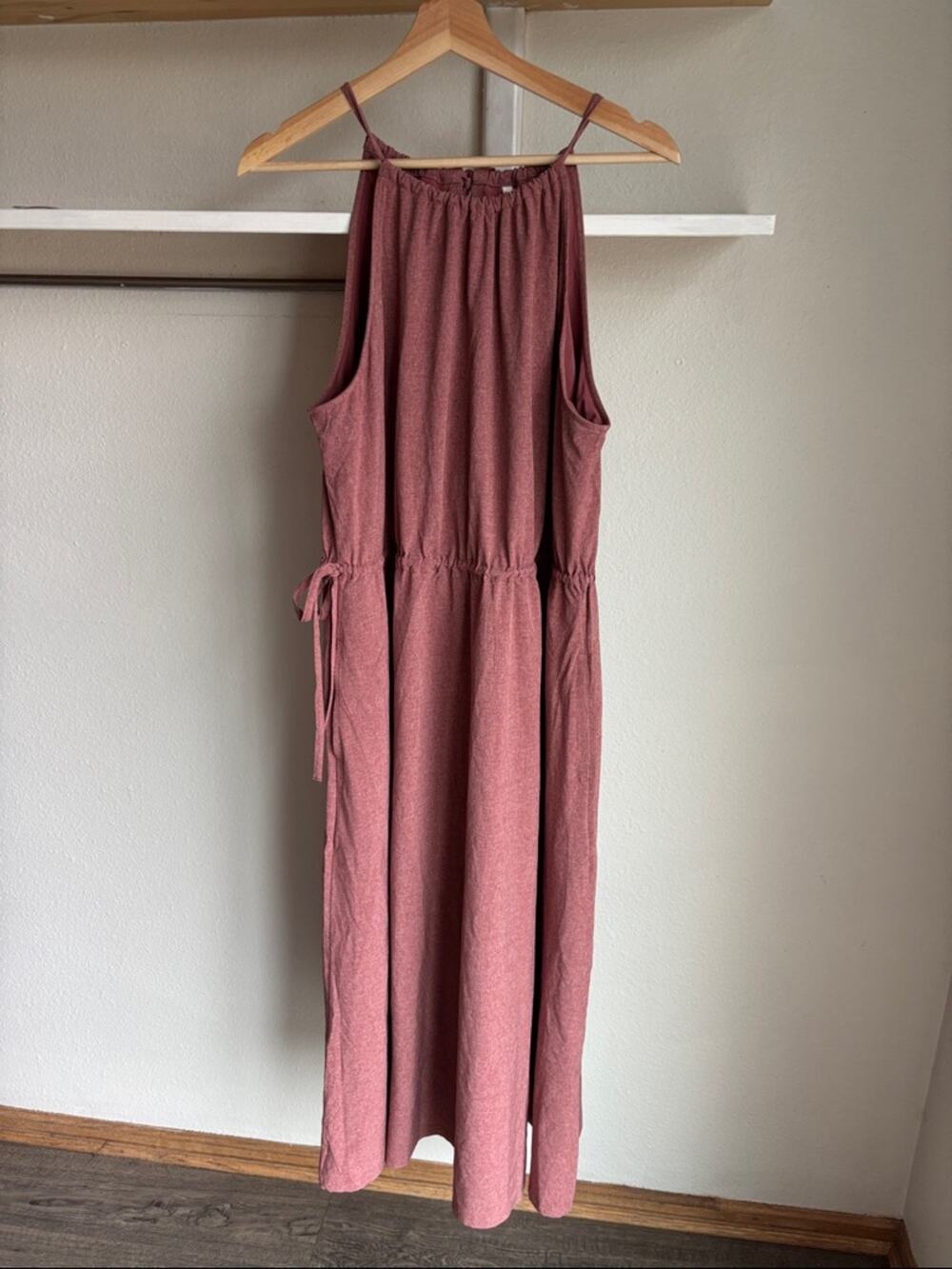 SOMA Dress Ever Stretch Travel Built in Bra Halter Midi Pink Rose XL